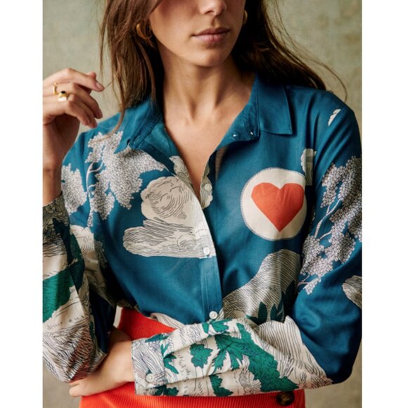 Sezane Tops - Sezane x Inoui Editions Pierro Shirt in Green Story 36 4